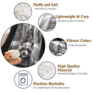 Funny Racoon With Bigfoot Selfie Christmas Throw Blanket TS14 Print Your Wear