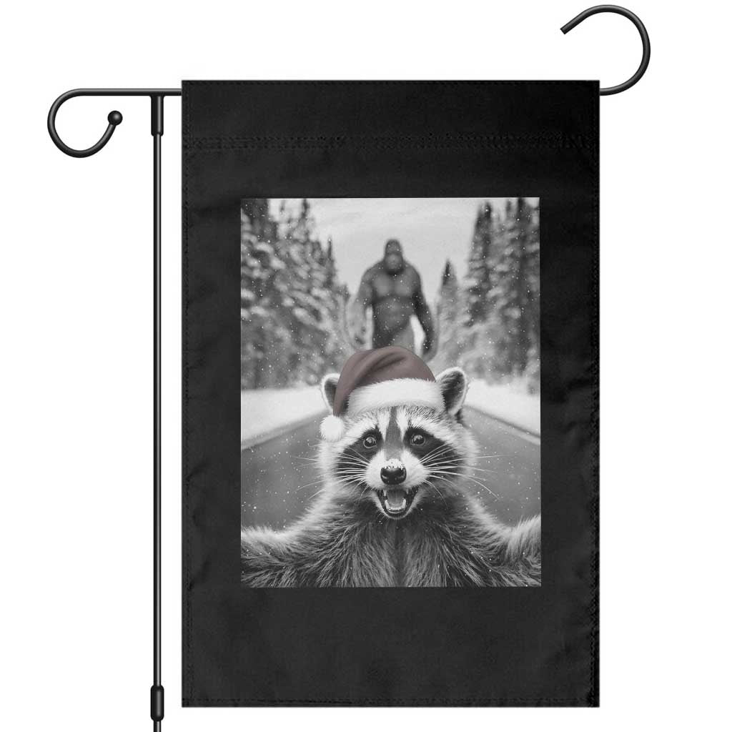 Funny Racoon With Bigfoot Selfie Christmas Garden Flag TS14 Black Print Your Wear
