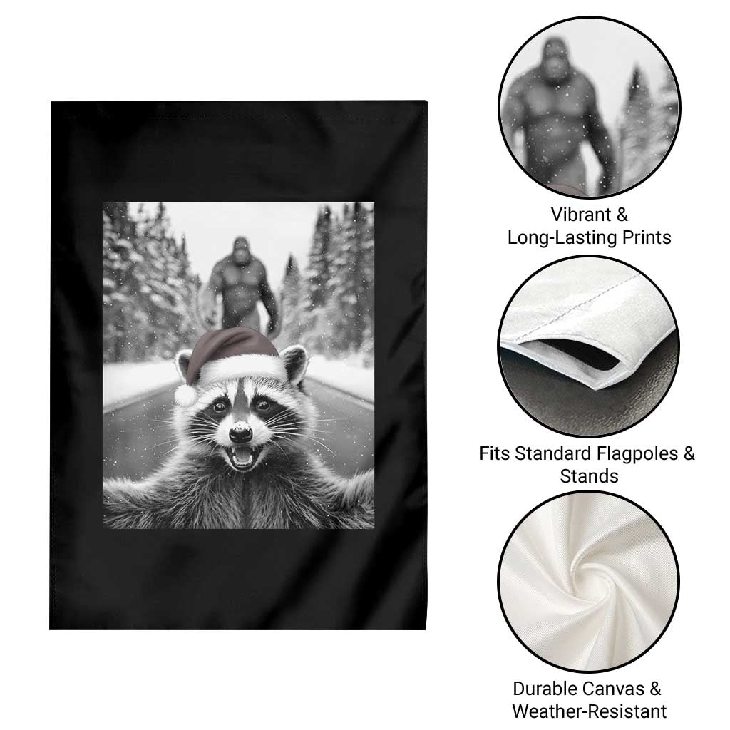 Funny Racoon With Bigfoot Selfie Christmas Garden Flag TS14 Print Your Wear