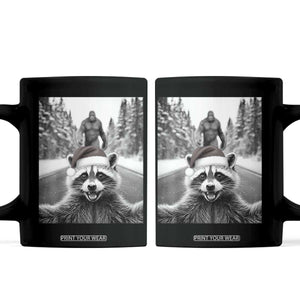 Funny Racoon With Bigfoot Selfie Christmas Coffee Mug TS14 Black Print Your Wear