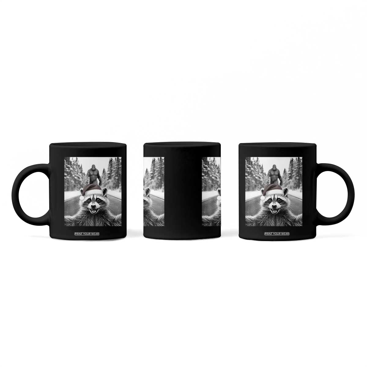 Funny Racoon With Bigfoot Selfie Christmas Coffee Mug TS14 Print Your Wear
