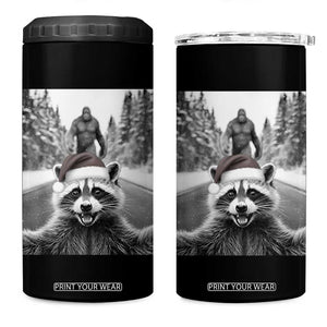 Funny Racoon With Bigfoot Selfie Christmas 4 in 1 Can Cooler Tumbler TS14 One Size: 16 oz Black Print Your Wear