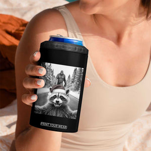 Funny Racoon With Bigfoot Selfie Christmas 4 in 1 Can Cooler Tumbler TS14 Print Your Wear