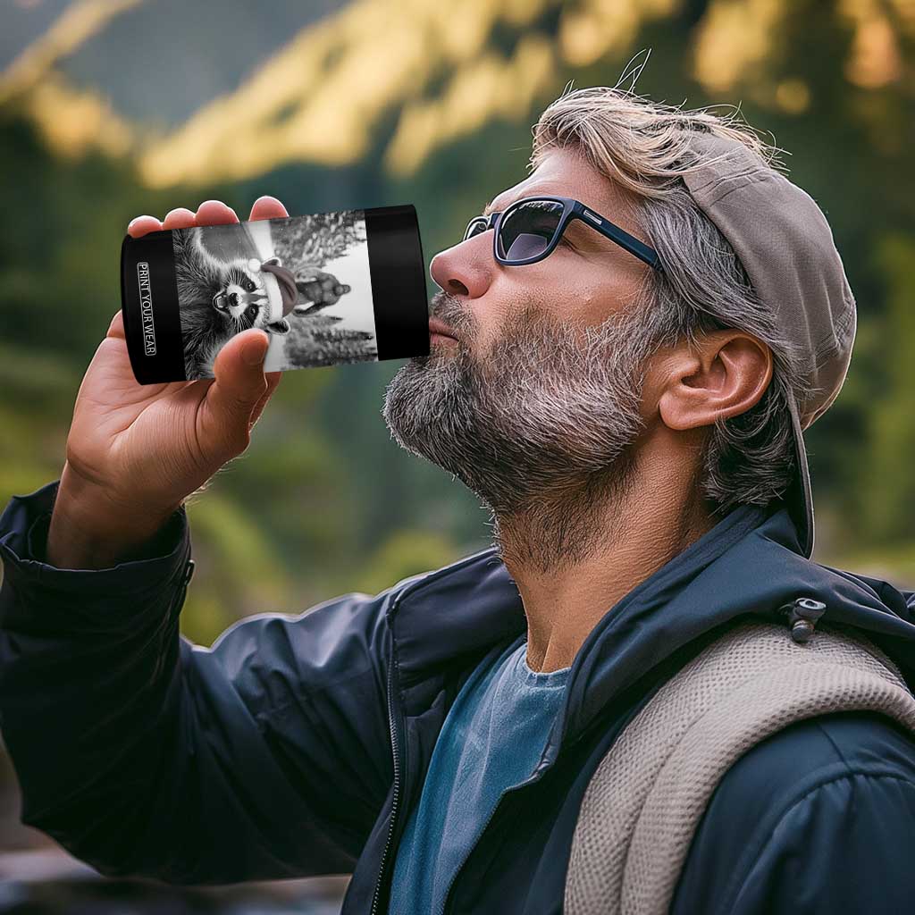 Funny Racoon With Bigfoot Selfie Christmas 4 in 1 Can Cooler Tumbler TS14 Print Your Wear