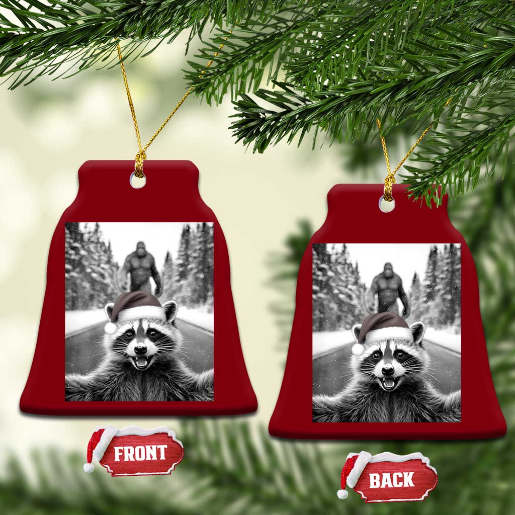 Funny Racoon With Bigfoot Selfie Xmas Ceramic Ornament TS14 Print Your Wear