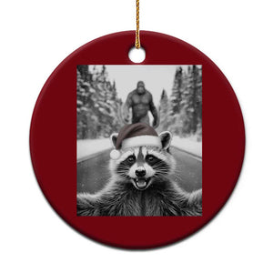 Funny Racoon With Bigfoot Selfie Xmas Ceramic Ornament TS14 1pc Red Print Your Wear