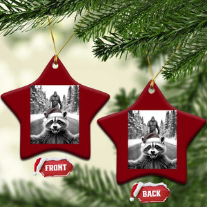 Funny Racoon With Bigfoot Selfie Xmas Ceramic Ornament TS14 Print Your Wear