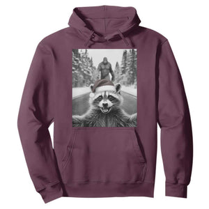 Funny Racoon With Bigfoot Selfie Christmas Hoodie TS14 Maroon Print Your Wear