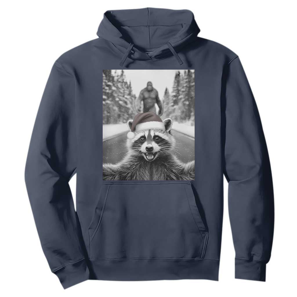 Funny Racoon With Bigfoot Selfie Christmas Hoodie TS14 Navy Print Your Wear