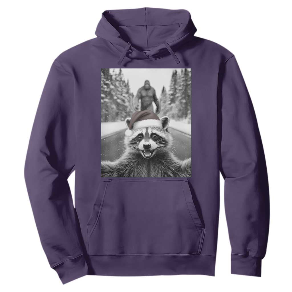 Funny Racoon With Bigfoot Selfie Christmas Hoodie TS14 Purple Print Your Wear