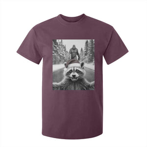 Funny Racoon With Bigfoot Selfie Christmas T Shirt For Kid TS14 Maroon Print Your Wear