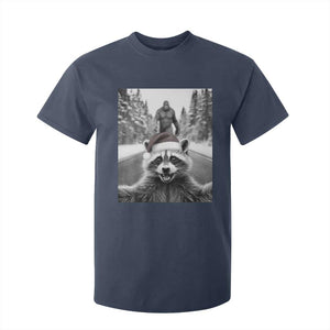 Funny Racoon With Bigfoot Selfie Christmas T Shirt For Kid TS14 Navy Print Your Wear