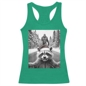 Funny Racoon With Bigfoot Selfie Christmas Racerback Tank Top TS14 Irish Green Print Your Wear