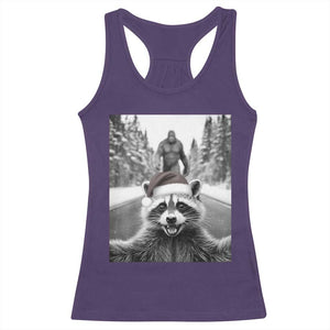 Funny Racoon With Bigfoot Selfie Christmas Racerback Tank Top TS14 Purple Print Your Wear