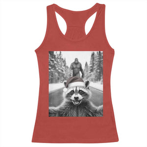 Funny Racoon With Bigfoot Selfie Christmas Racerback Tank Top TS14 Red Print Your Wear