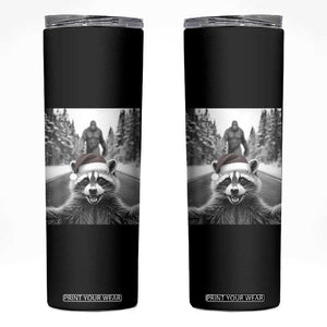 Funny Racoon With Bigfoot Selfie Christmas Skinny Tumbler TS14 Black Print Your Wear