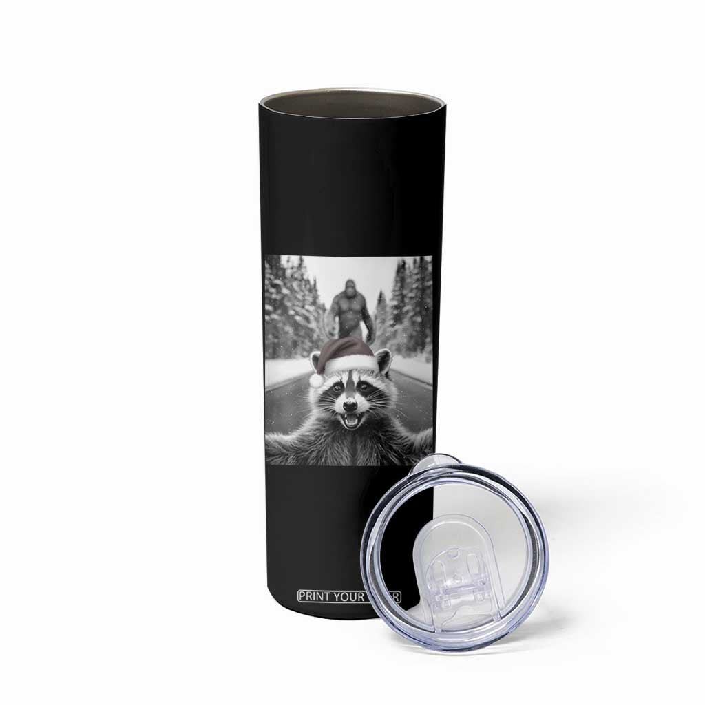Funny Racoon With Bigfoot Selfie Christmas Skinny Tumbler TS14 Print Your Wear