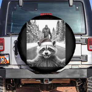 Funny Racoon With Bigfoot Selfie Christmas Spare Tire Cover TS14 No hole Black Print Your Wear