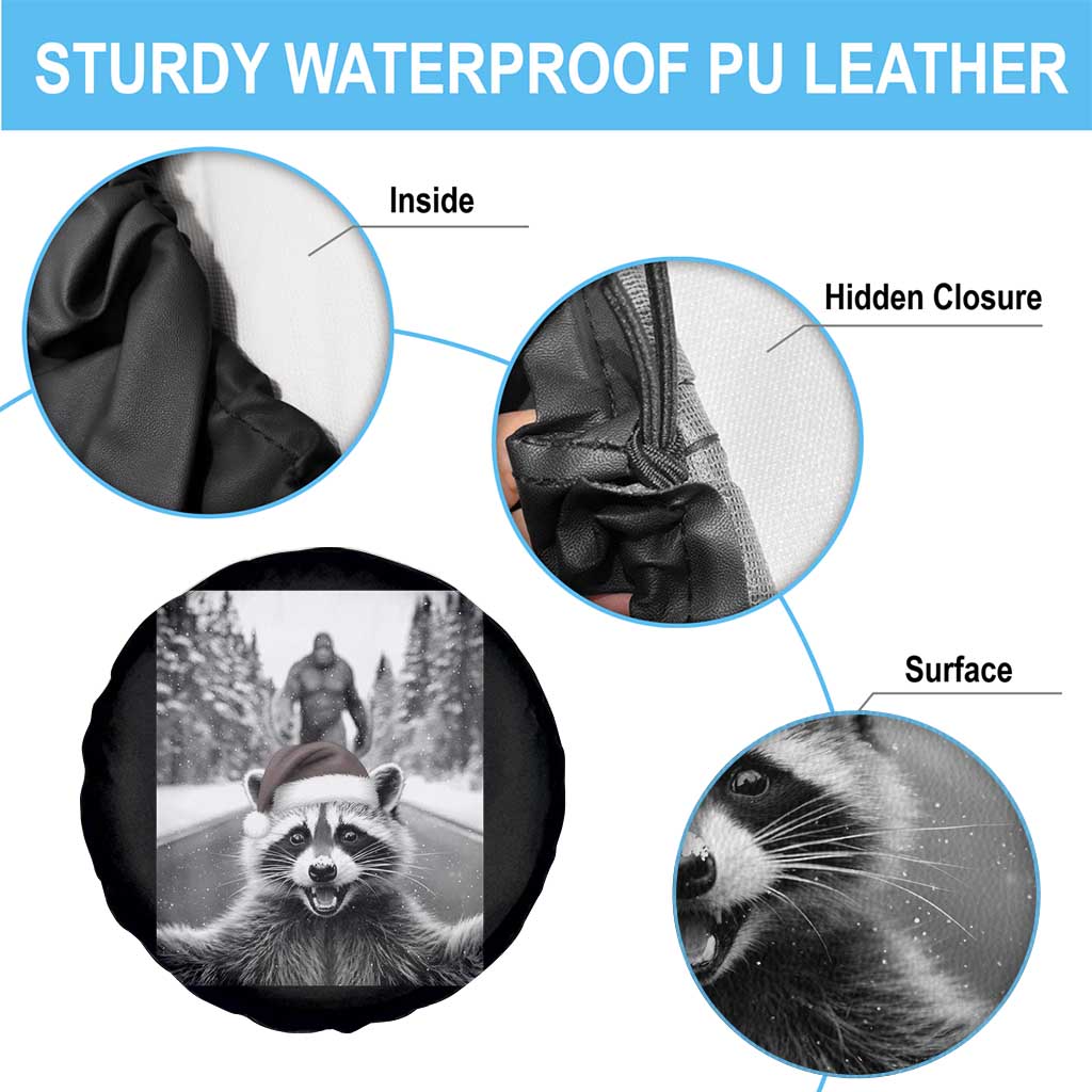 Funny Racoon With Bigfoot Selfie Christmas Spare Tire Cover TS14 Print Your Wear