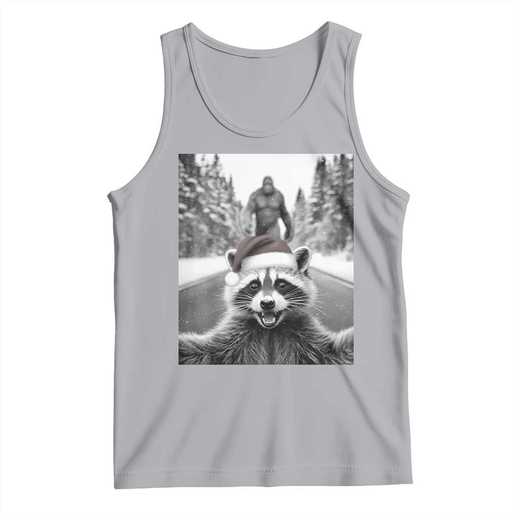 Funny Racoon With Bigfoot Selfie Christmas Tank Top TS14 Athletic Heather Print Your Wear