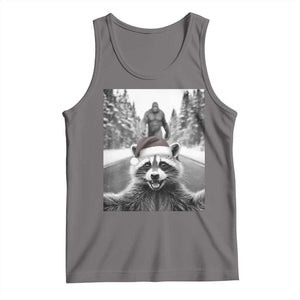 Funny Racoon With Bigfoot Selfie Christmas Tank Top TS14 Deep Heather Print Your Wear