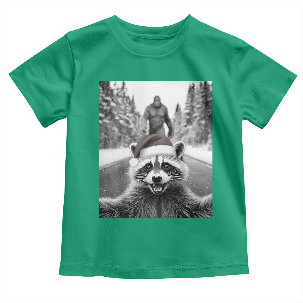 Funny Racoon With Bigfoot Selfie Christmas Toddler T Shirt TS14 Irish Green Print Your Wear