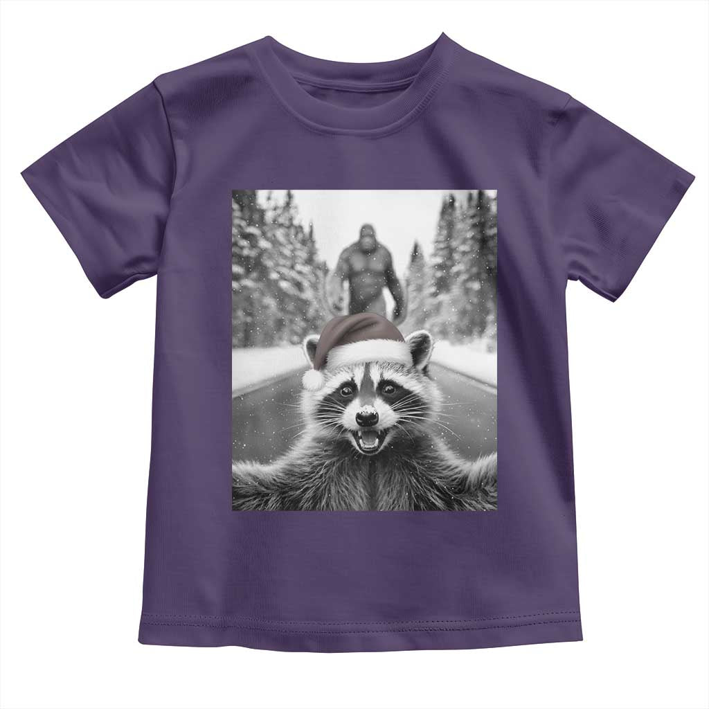 Funny Racoon With Bigfoot Selfie Christmas Toddler T Shirt TS14 Purple Print Your Wear