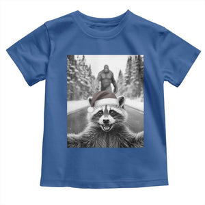Funny Racoon With Bigfoot Selfie Christmas Toddler T Shirt TS14 Royal Blue Print Your Wear