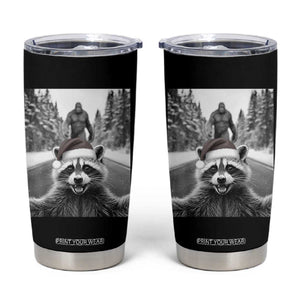 Funny Racoon With Bigfoot Selfie Christmas Tumbler Cup TS14 Black Print Your Wear