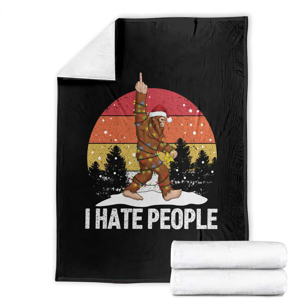 Funny Bigfoot Christmas Throw Blanket I Hate People TS14 Black Print Your Wear