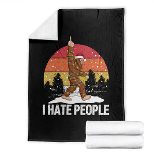 Funny Bigfoot Christmas Throw Blanket I Hate People TS14 Black Print Your Wear
