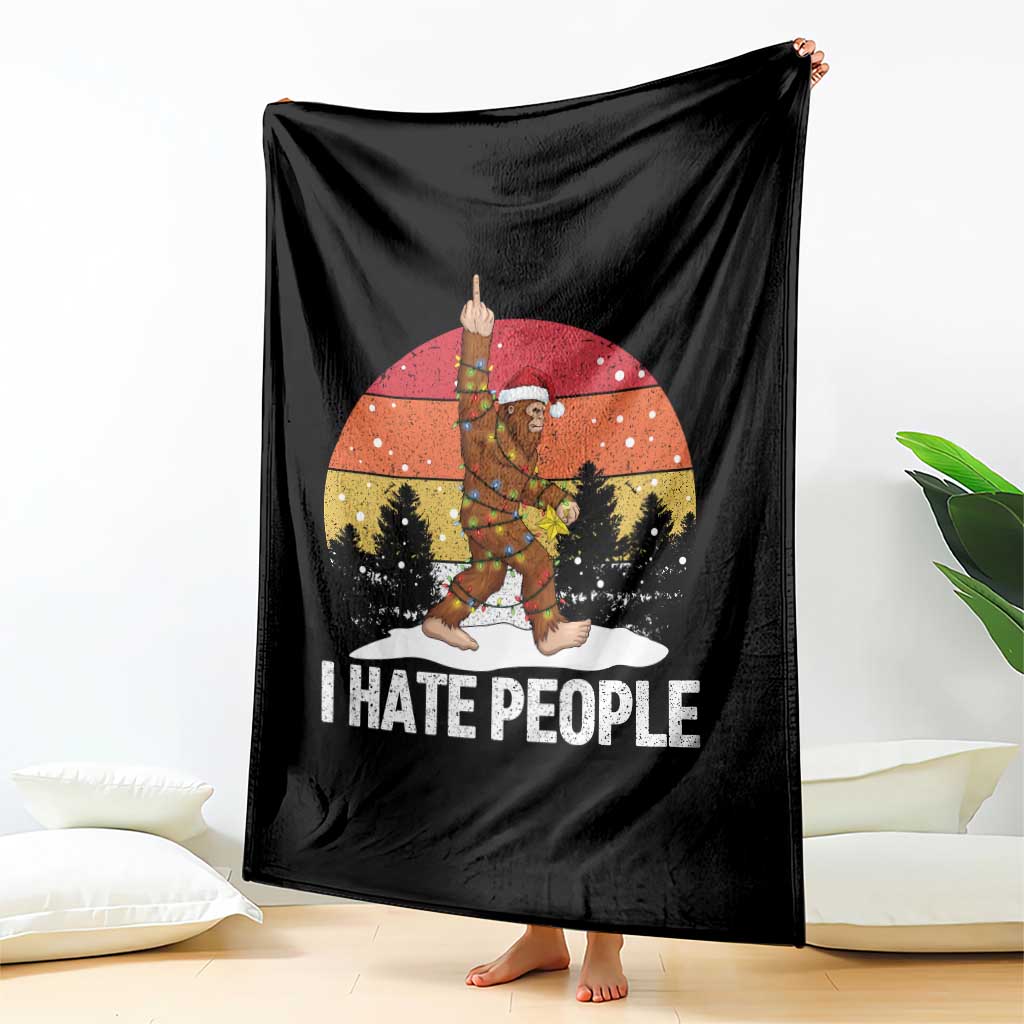 Funny Bigfoot Christmas Throw Blanket I Hate People TS14 Print Your Wear