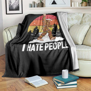 Funny Bigfoot Christmas Throw Blanket I Hate People TS14 Print Your Wear
