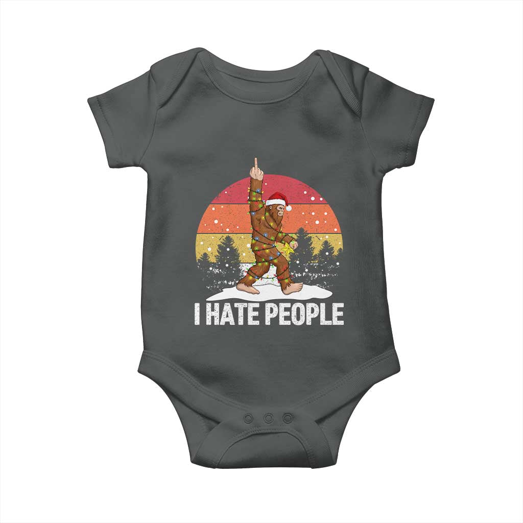 Funny Bigfoot Christmas Baby Onesie I Hate People TS14 Dark Heather Print Your Wear
