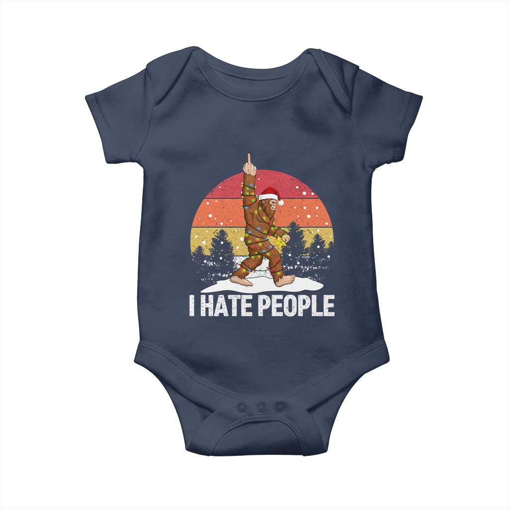 Funny Bigfoot Christmas Baby Onesie I Hate People TS14 Navy Print Your Wear