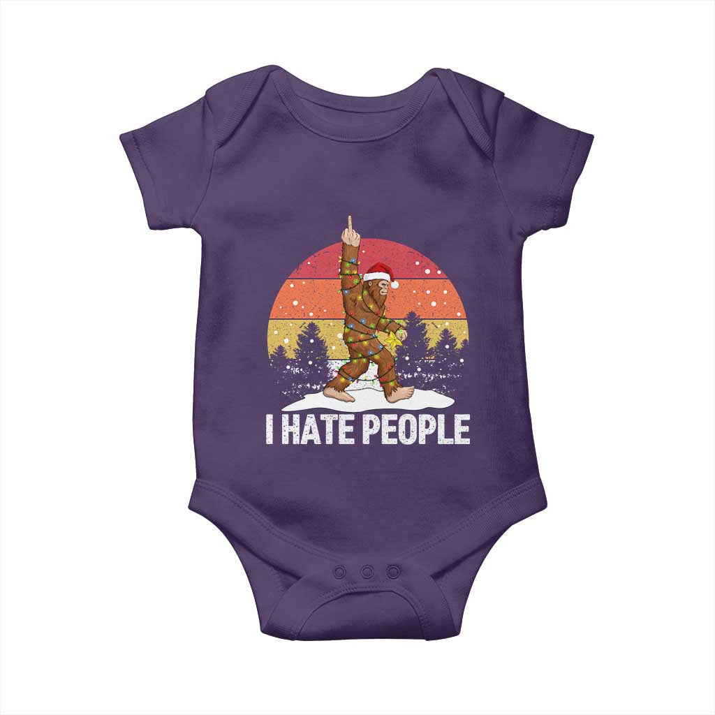 Funny Bigfoot Christmas Baby Onesie I Hate People TS14 Purple Print Your Wear