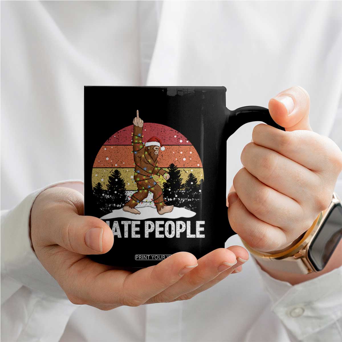 Funny Bigfoot Christmas Coffee Mug I Hate People TS14 Print Your Wear