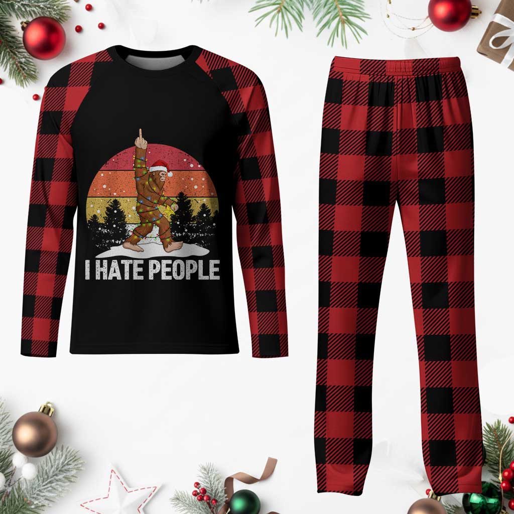 Funny Bigfoot Christmas Plaid Pajama Set I Hate People TS14 Buffalo Plaid Print Your Wear