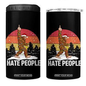 Funny Bigfoot Christmas 4 in 1 Can Cooler Tumbler I Hate People TS14 One Size: 16 oz Black Print Your Wear