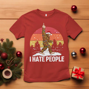 Funny Bigfoot Christmas T Shirt I Hate People TS14 Red Print Your Wear