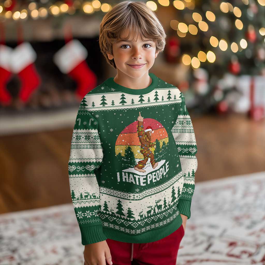 Funny Bigfoot Xmas Ugly Christmas Sweater I Hate People TS14 Forest Green Beige Print Your Wear