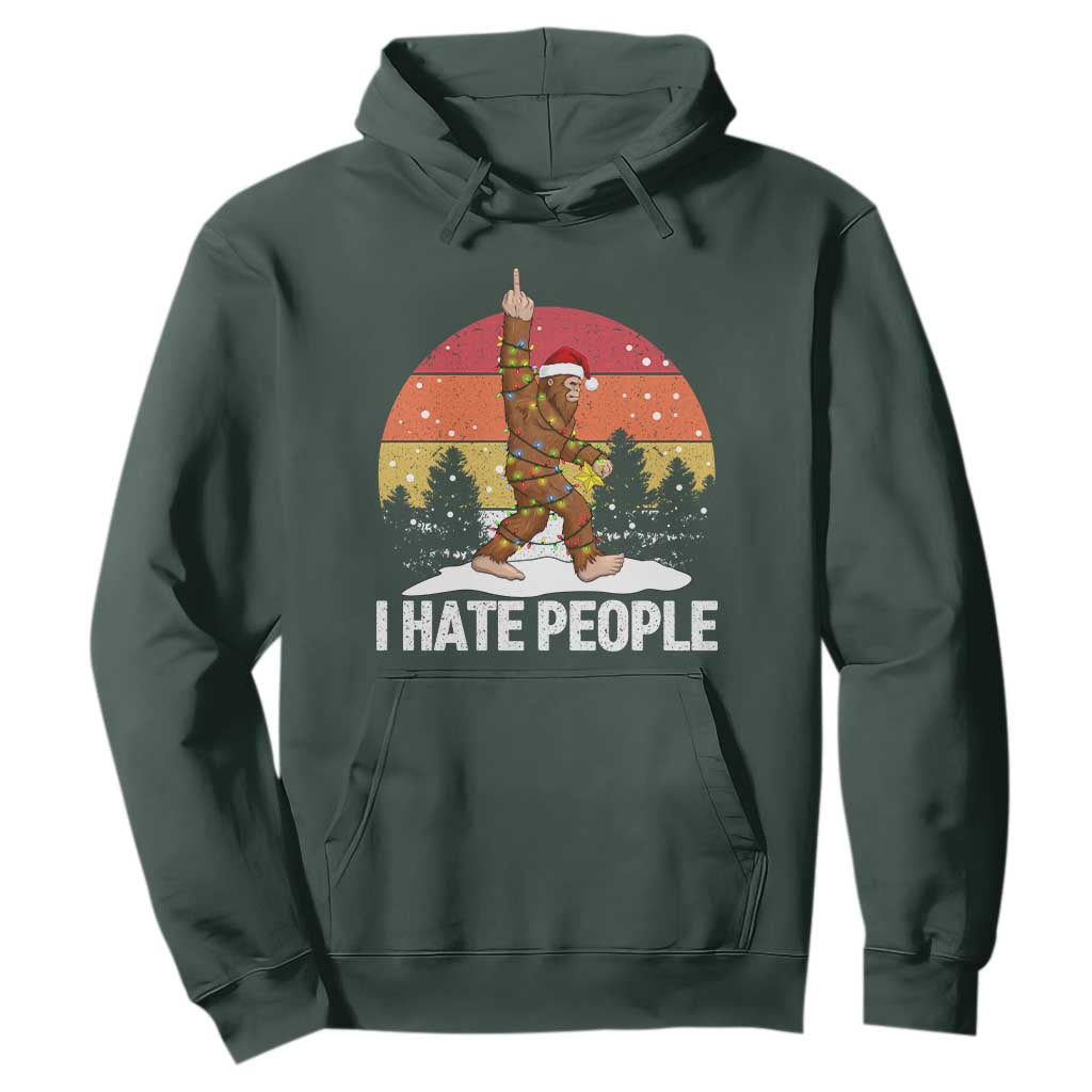 Funny Bigfoot Christmas Hoodie I Hate People TS14 Dark Forest Green Print Your Wear