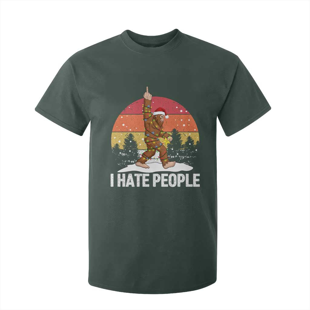 Funny Bigfoot Christmas T Shirt For Kid I Hate People TS14 Dark Forest Green Print Your Wear