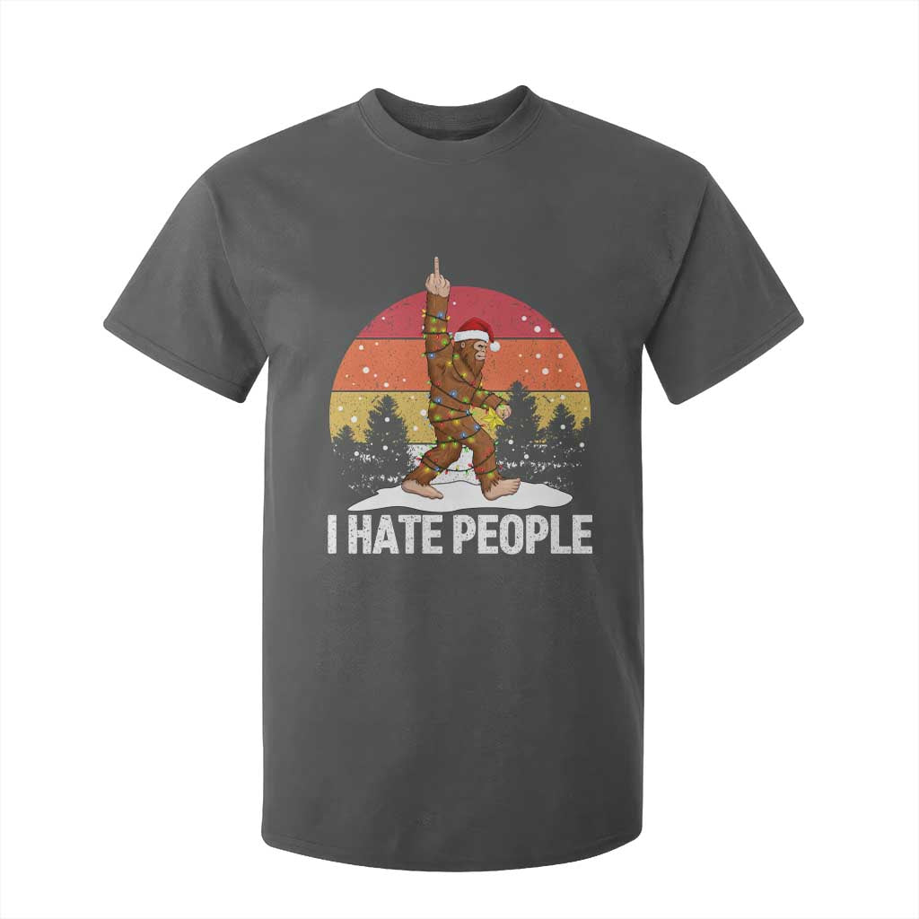 Funny Bigfoot Christmas T Shirt For Kid I Hate People TS14 Dark Heather Print Your Wear