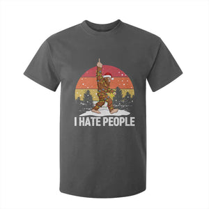 Funny Bigfoot Christmas T Shirt For Kid I Hate People TS14 Dark Heather Print Your Wear