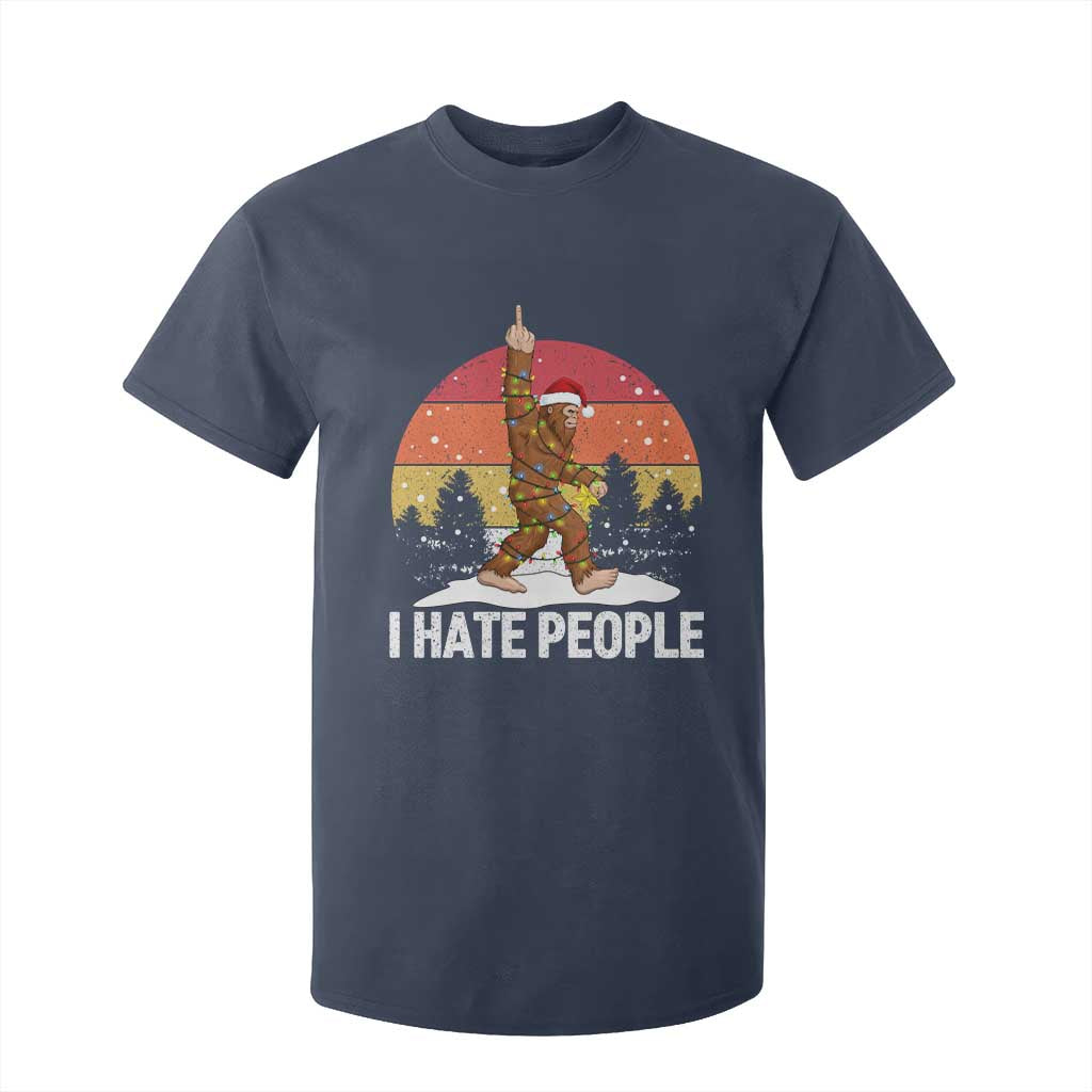 Funny Bigfoot Christmas T Shirt For Kid I Hate People TS14 Navy Print Your Wear