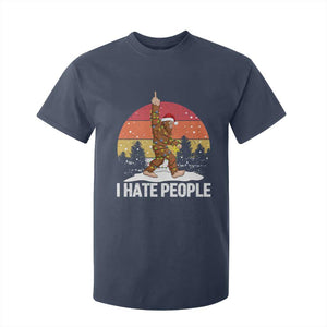 Funny Bigfoot Christmas T Shirt For Kid I Hate People TS14 Navy Print Your Wear