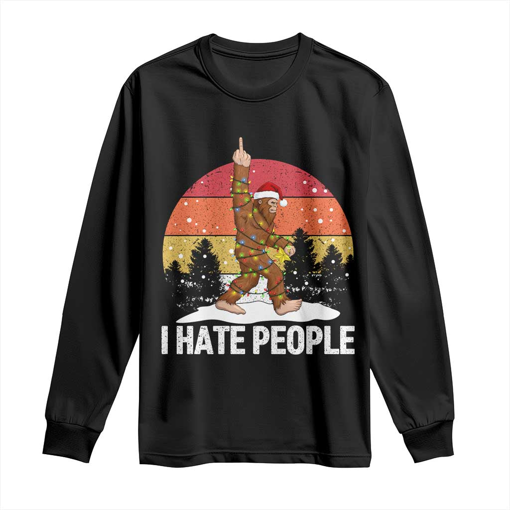 Funny Bigfoot Christmas Long Sleeve Shirt I Hate People TS14 Black Print Your Wear