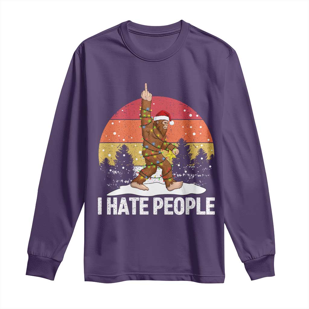 Funny Bigfoot Christmas Long Sleeve Shirt I Hate People TS14 Purple Print Your Wear