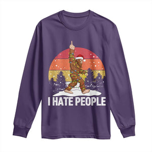 Funny Bigfoot Christmas Long Sleeve Shirt I Hate People TS14 Purple Print Your Wear